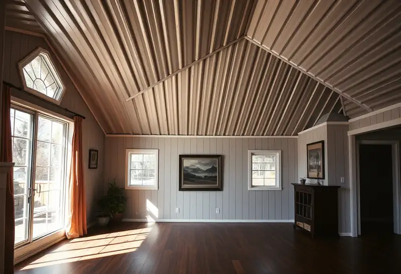 Illustration of house with a standing-seam metal roof in a 1976-era home