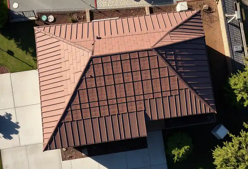 Illustration of house with a standing-seam metal roof in a 1976-era home