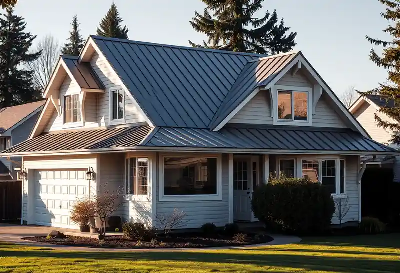 Illustration of house with a standing-seam metal roof in a 1976-era home