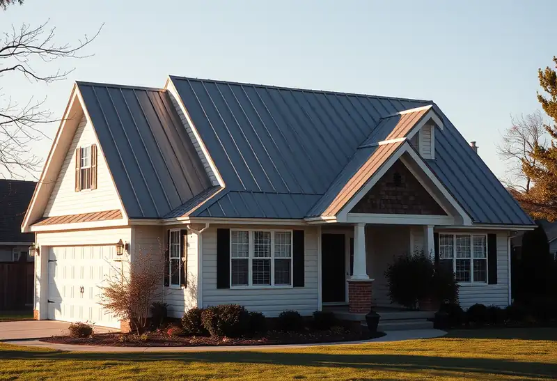 Illustration of house with a standing-seam metal roof in a 1976-era home
