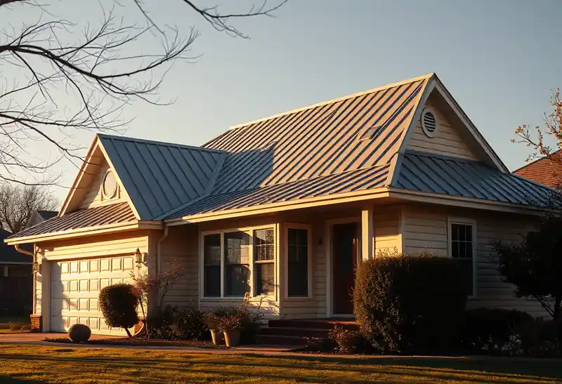 Illustration of house with a standing-seam metal roof in a 1976-era home